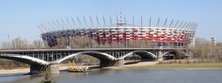 Panorama Stadionu Narodowego w Warszawie zza Wisły - 10.04.2012