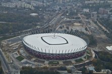 Budowa Stadionu Narodowego w Warszawie z lotu ptaka - 23.10.2011 Autor: P. Mamcarz