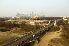 Budowa Stadionu Narodowego w Warszawie z lotu ptaka - 31.03.2011